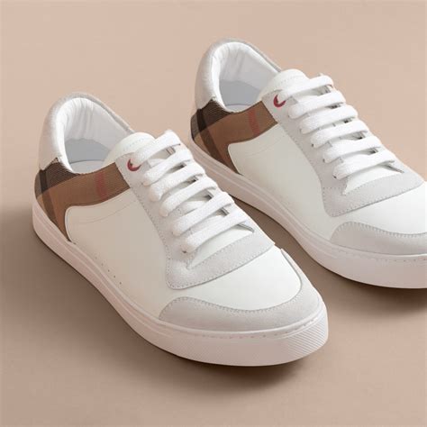 burberry white leather sneakers|black burberry sneakers men.